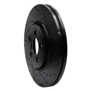 Jaguar XK Brake Rotor (1) - Front Right - R1 Concepts - Drilled & Slotted - Black - `06-`10